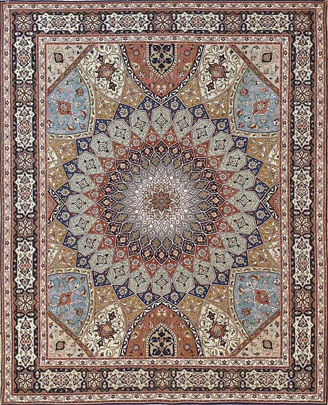 Cream Medallion Tabriz rug